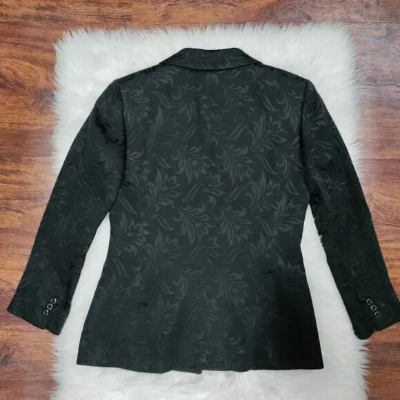 Vintage Emanuel Ungaro Womens Black Jacquard Blazer & Dress Set 6 Petite - Picture 6 of 16